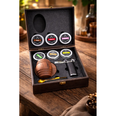 Смокер для виски Moltis — подарочный набор для копчения виски и коктейлей в деревянной коробке