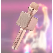 Беспроводной караоке микрофон Moltis YS-68 ,bluetooth Колонка 2в1 с голограммой LED Эхо Мембраной Беспроводной для Детей Взрослых Розовой