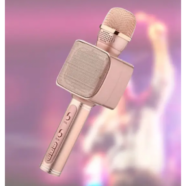 Беспроводной караоке микрофон Moltis YS-68 ,bluetooth Колонка 2в1 с голограммой LED Эхо Мембраной Беспроводной для Детей Взрослых Розовой