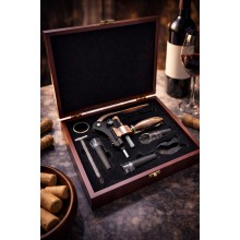 Подарочный винный набор Moltis в деревянной коробке — электрический штопор и аксессуары сомелье 10126