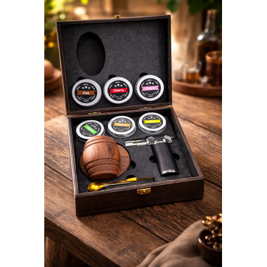 Смокер для виски Moltis — подарочный набор для копчения виски и коктейлей в деревянной коробке