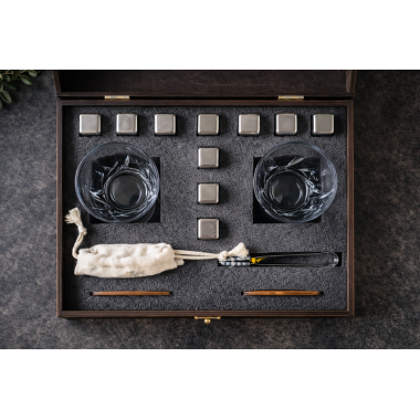 Подарочный набор для виски Moltis Premium MR-2001 – 2 стакана и охлаждающие кубики 10082