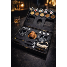 Набор для виски Moltis со смокером — 2 бокала Quadro, серебристые кубики