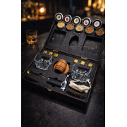 Подарочный набор для виски Moltis со смокером, 2 бокала Saxum, металлические кубики для охлаждения, щепа