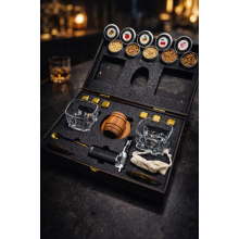 Подарочный набор для виски Moltis со смокером, 2 бокала Saxum, металлические кубики для охлаждения, щепа