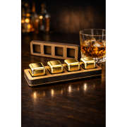 Gold кубики для виски, 4 шт с деревянным кейсом для охлаждения