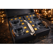 Подарочный набор для виски Moltis Premium с 4 стаканами и металлическими охлаждающими кубиками в деревянной коробке, элитный набор для виски Moltis