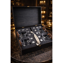 Набор для охлаждения виски Moltis Premium — 4 стакана, многоразовые металлические кубики, подарочный набор