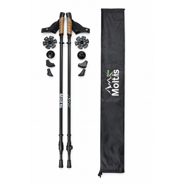 Скандинавские палки для ходьбы Moltis Relax MR-455 — телескопические, с чехлом и сменными наконечниками