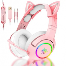 Игровые наушники Onikuma K9 7.1 розовые с кошачьими ушками и микрофоном Подробнее: https://moltislux.com.ua/p2813017345-igrovye-naushniki-onikuma.html