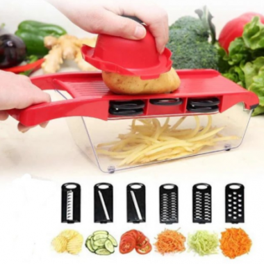 Овощерезка ручная Mandoline Slicer, 6в1 c контейнером для овощей и фруктов красный (MS-619623)