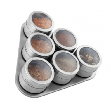 Набор Edenberg для специй ЕВ-3499, 6в1 на магните из нержавеющей стали и стекла серый (BN-006)