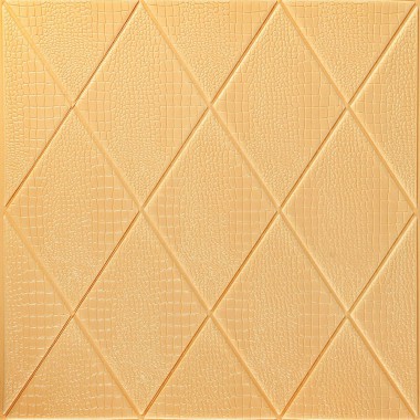 Самоклеющаяся декоративная потолочно-стеновая 3D панель 700х700х5мм Ромб под кожу бежевый SW-00001881