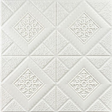 Самоклеющаяся декоративная потолочно-стеновая 3D панель вензеля в ромбе 700x700х5мм (374) SW-00000881