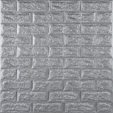 3D панель самоклеющаяся 700x770x7мм кирпич Серебро (017-7) SW-00000059