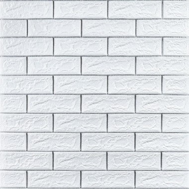 Самоклеющаяся 3D панель 700х770х5мм Белый кирпич полоска серебро (100-5) SW-00000753