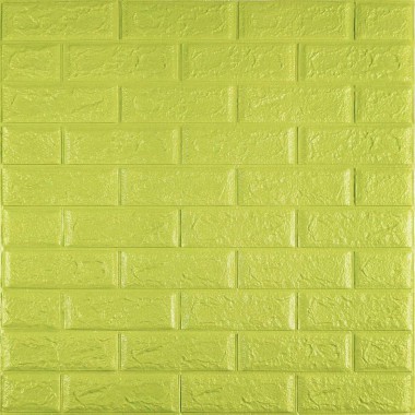 3D панель самоклеющаяся 700х770х5мм кирпич оттенок лайма (300-5) SW-00001331