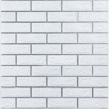 Самоклеющаяся 3D панель 700х770х3мм Белый кирпич полоска серебро (100-3) SW-00000752 Самоклеющаяся 3D панель 700х770х3мм Белый кирпич полоска серебро (100-3) SW-00000752