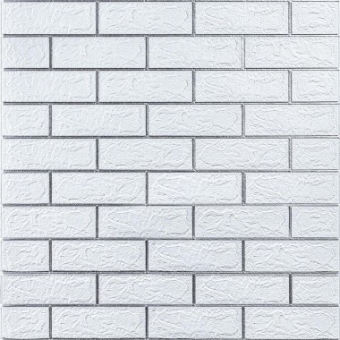 Самоклеющаяся 3D панель 700х770х3мм Белый кирпич полоска серебро (100-3) SW-00000752