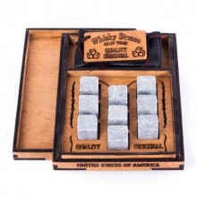 Камни для виски Whiskey stones Original S Wood 9шт из стеатита + мешочек