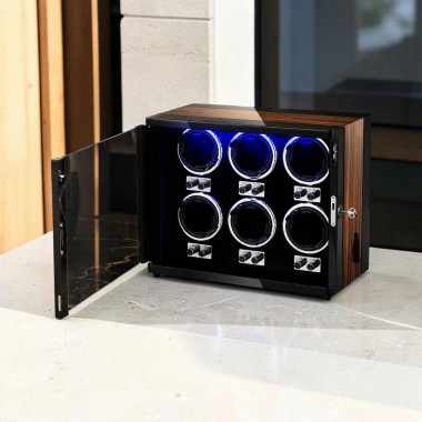 Премиум вайндер часов 6 слотов RGB Bluetooth тихий двигатель 10200